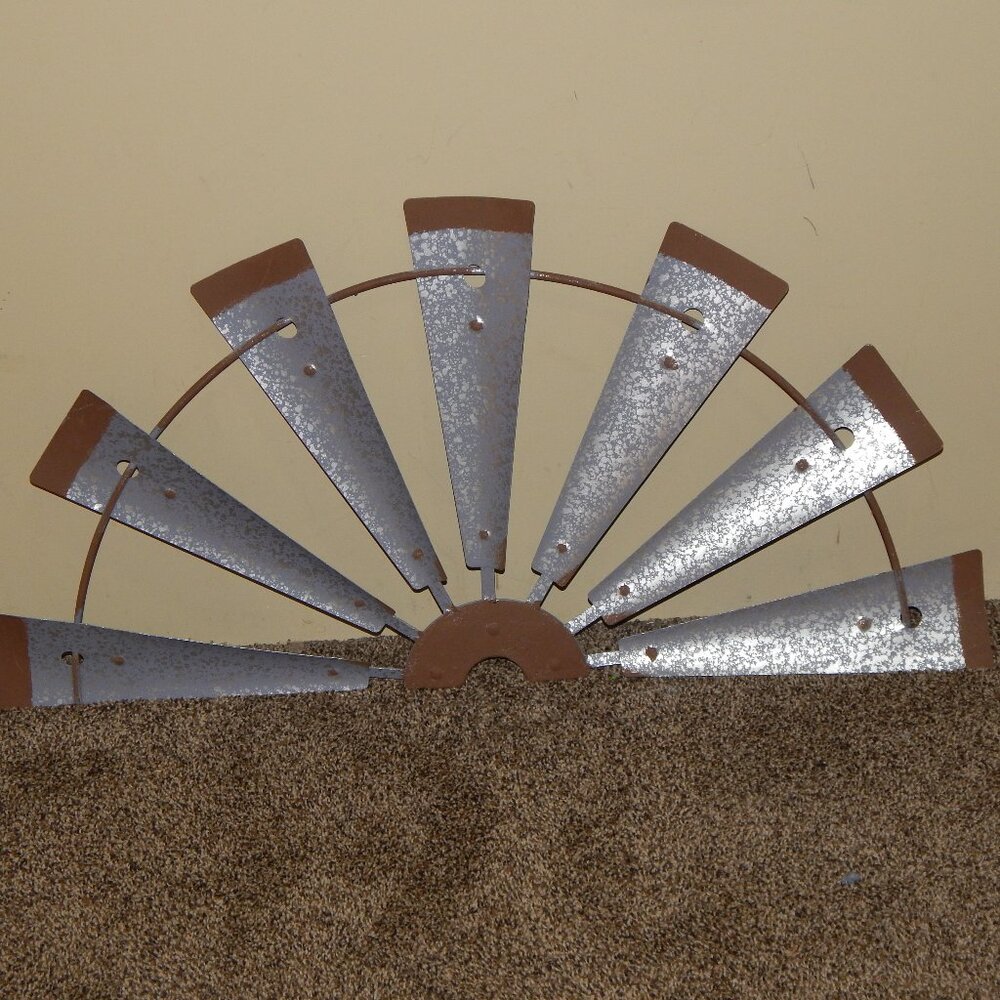 Large 32" Metal Farmhouse Windmill Wall Hanging Art Decor Rustic Decorative Fan